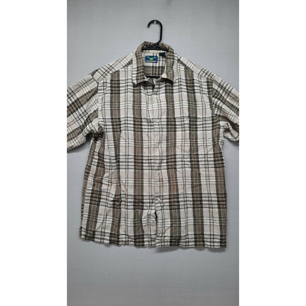 Vector Men's Multicolor Plaid Button Up Short Sleeve Shirt Size L